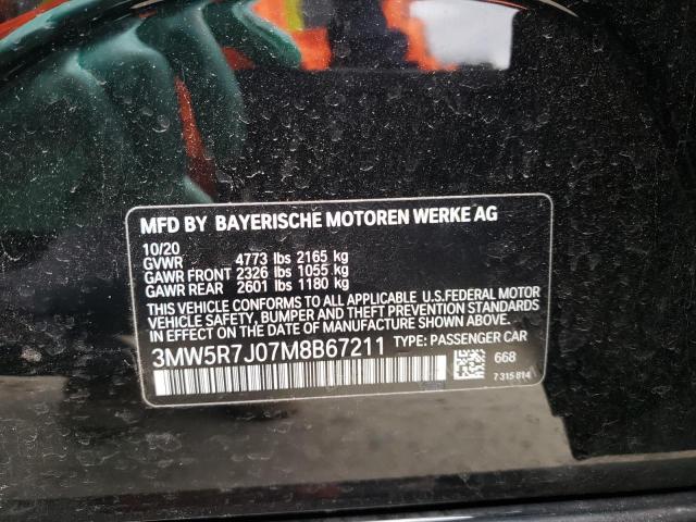 Photo 10 from auction – 2021 BMW 330XI with VIN 3MW5R7J07M8B67211