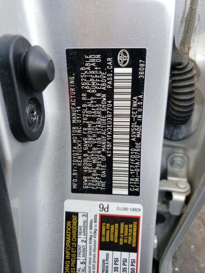 Photo 10 from auction – 2014 TOYOTA CAMRY L with VIN 4T1BF1FK3EU367704