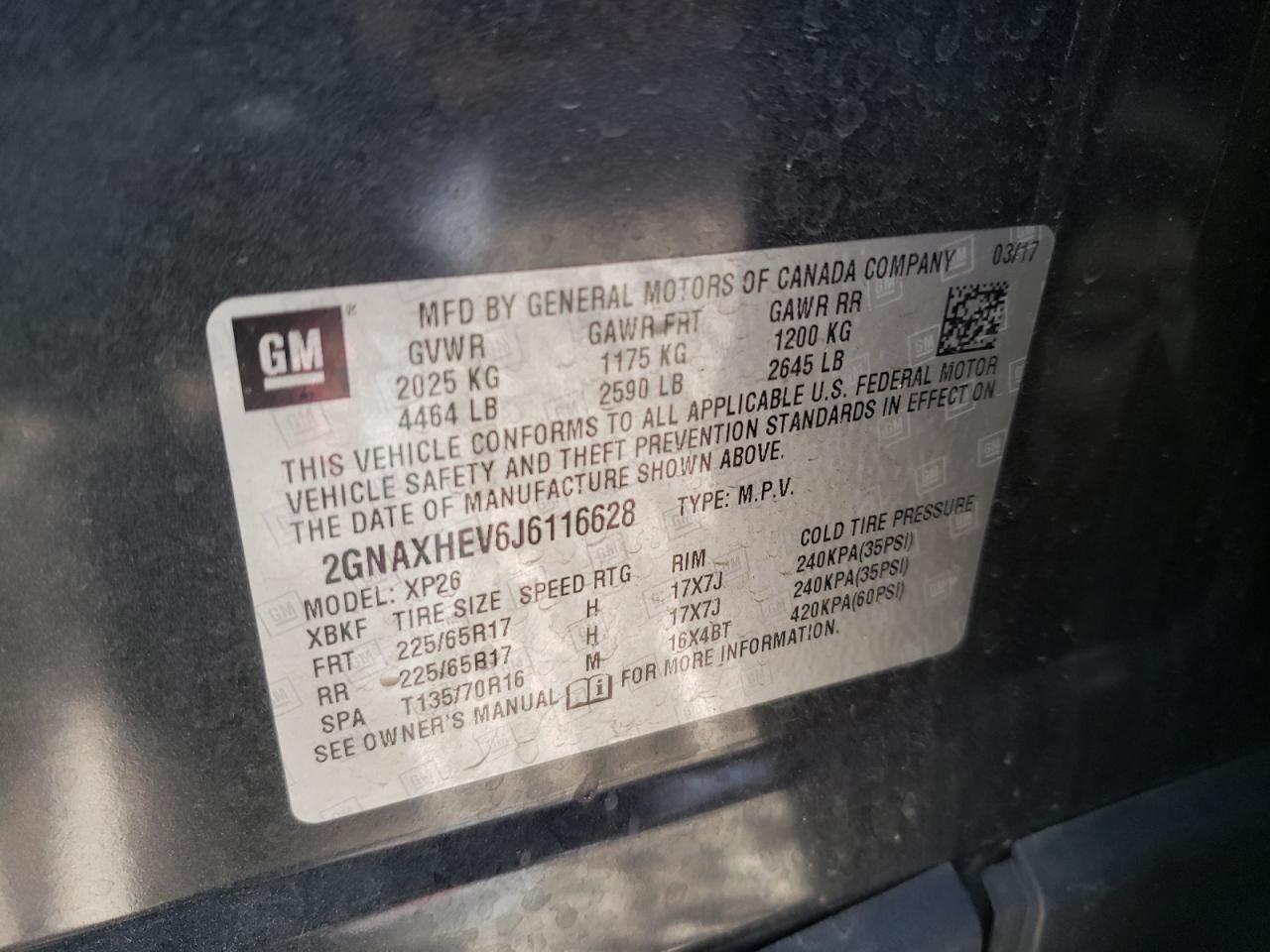 Photo 10 from auction – 2018 CHEVROLET EQUINOX LS with VIN 2GNAXHEV6J6116628