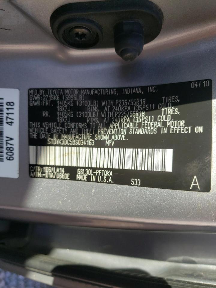 Photo 10 from auction – 2011 TOYOTA SIENNA XLE with VIN 5TDYK3DC5BS034163