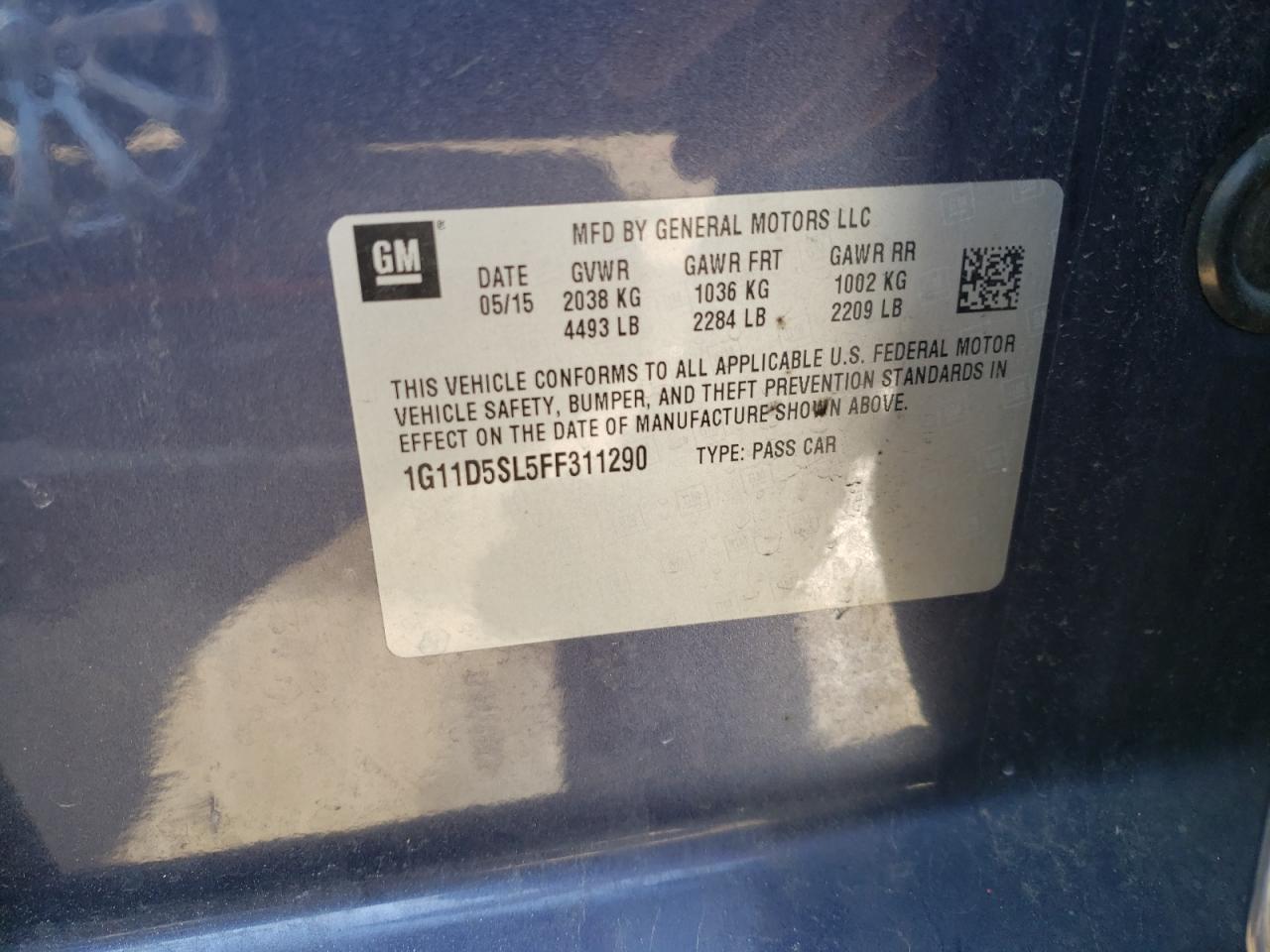 Photo 10 from auction – 2015 CHEVROLET MALIBU 2LT with VIN 1G11D5SL5FF311290