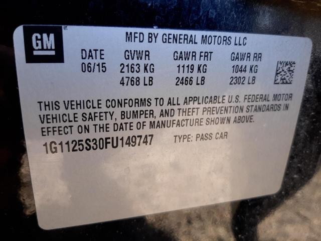 Photo 10 from auction – 2015 CHEVROLET IMPALA LT with VIN 1G1125S30FU149747