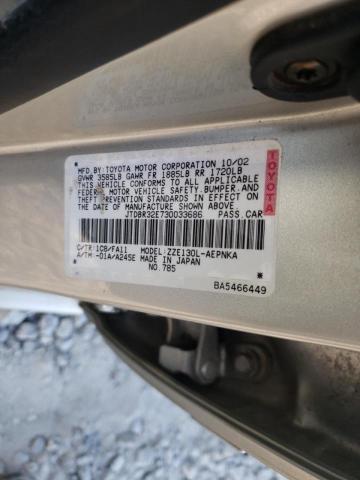 Photo 10 from auction – 2003 TOYOTA COROLLA CE with VIN JTDBR32E730033686