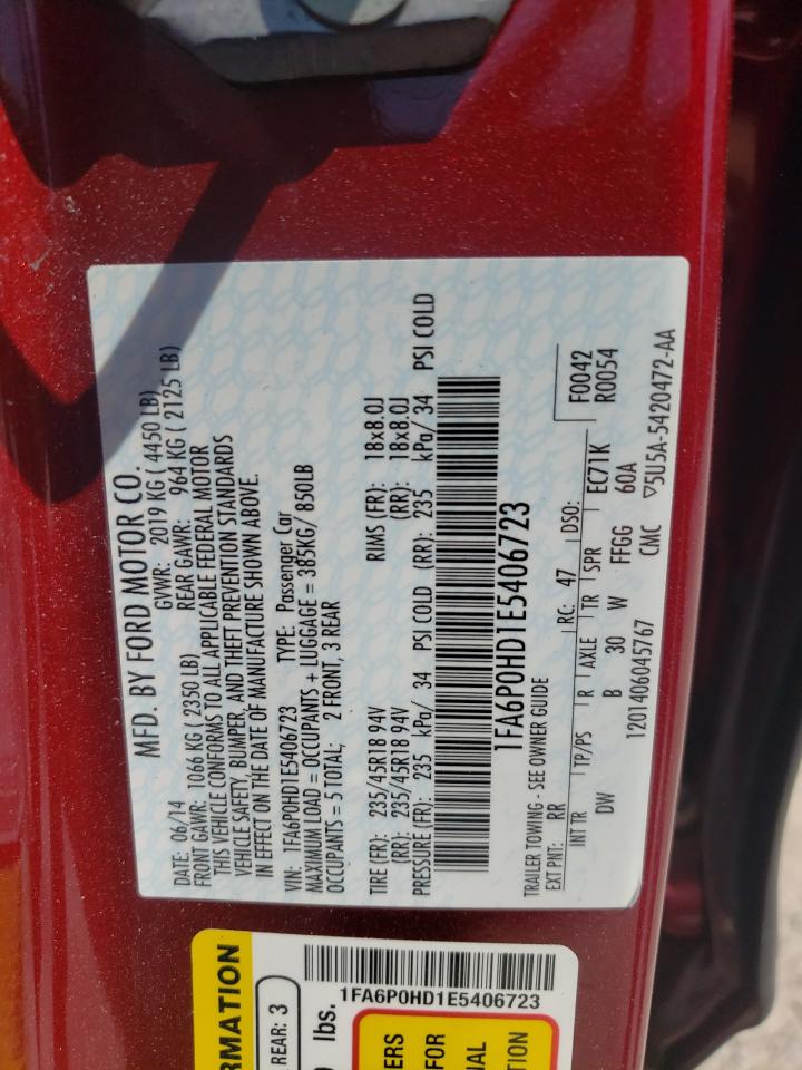 Photo 10 from auction – 2014 FORD FUSION SE with VIN 1FA6P0HD1E5406723