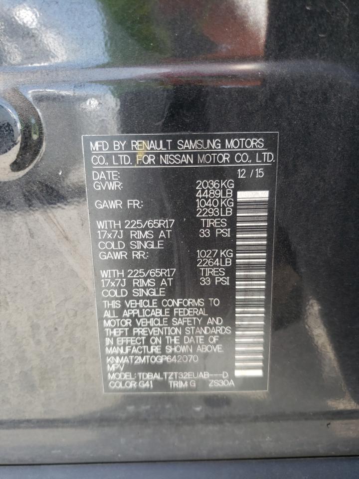 Photo 10 from auction – 2016 NISSAN ROGUE S with VIN KNMAT2MT0GP642070