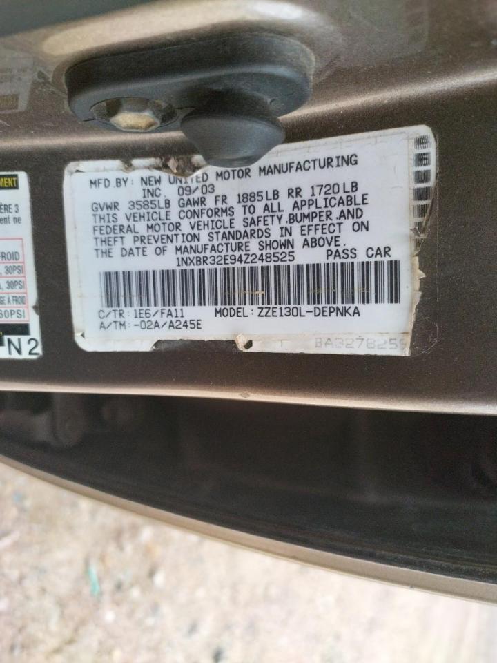 Photo 10 from auction – 2004 TOYOTA COROLLA CE with VIN 1NXBR32E94Z248525
