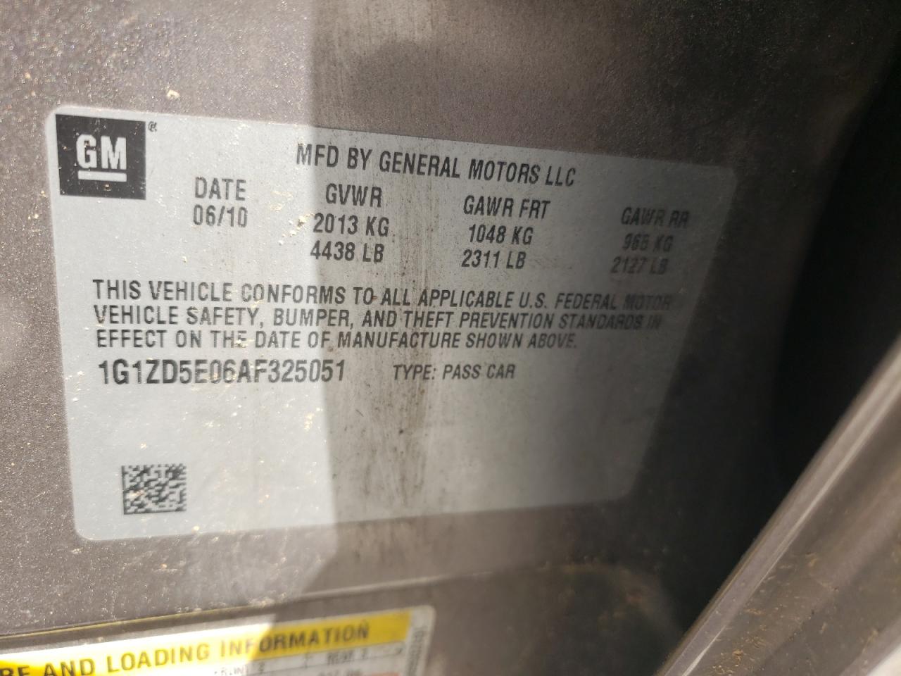 Photo 10 from auction – 2010 CHEVROLET MALIBU 2LT with VIN 1G1ZD5E06AF325051