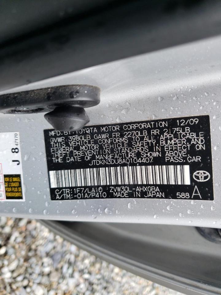 Photo 10 from auction – 2010 TOYOTA PRIUS with VIN JTDKN3DU8A0104407