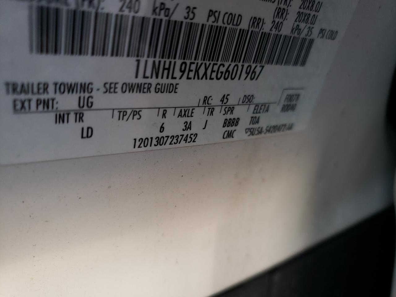 Photo 10 from auction – 2014 LINCOLN MKS with VIN 1LNHL9EKXEG601967