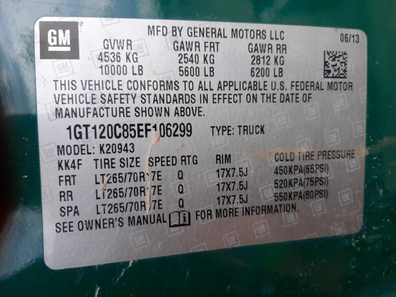 Photo 10 from auction – 2014 GMC SIERRA K25 with VIN 1GT120C85EF106299