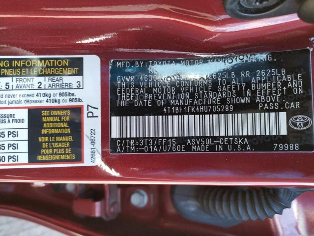 Photo 10 from auction – 2017 TOYOTA CAMRY LE with VIN 4T1BF1FK4HU705289