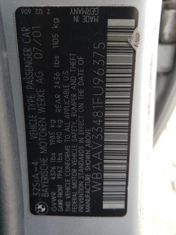 Photo 10 from auction – 2001 BMW 325 I with VIN WBAAV33481FU96375