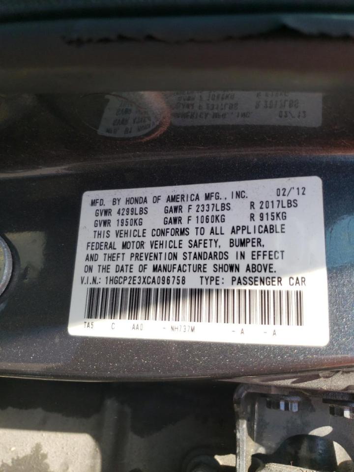 Photo 10 from auction – 2012 HONDA ACCORD LX with VIN 1HGCP2E3XCA096758