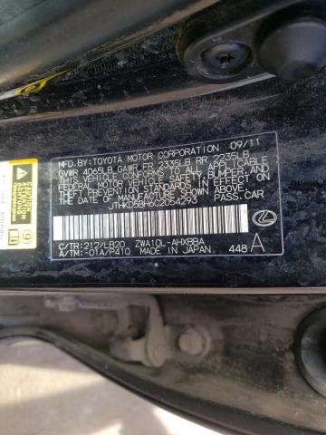 Photo 10 from auction – 2012 LEXUS CT 200 with VIN JTHKD5BH6C2054293