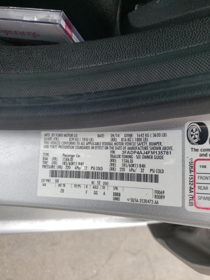 Photo 10 from auction – 2015 FORD FIESTA S with VIN 3FADP4AJ4FM135781