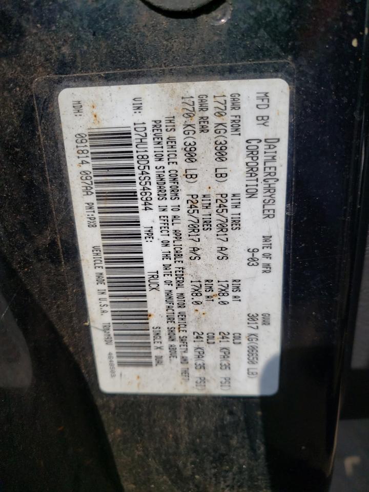 Photo 10 from auction – 2004 DODGE RAM 1500 S with VIN 1D7HU18D54S546944
