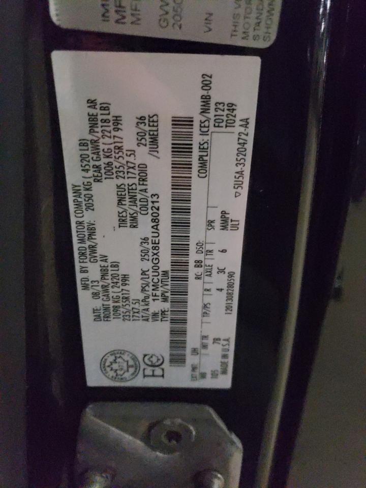 Photo 10 from auction – 2014 FORD ESCAPE SE with VIN 1FMCU0GX8EUA80213