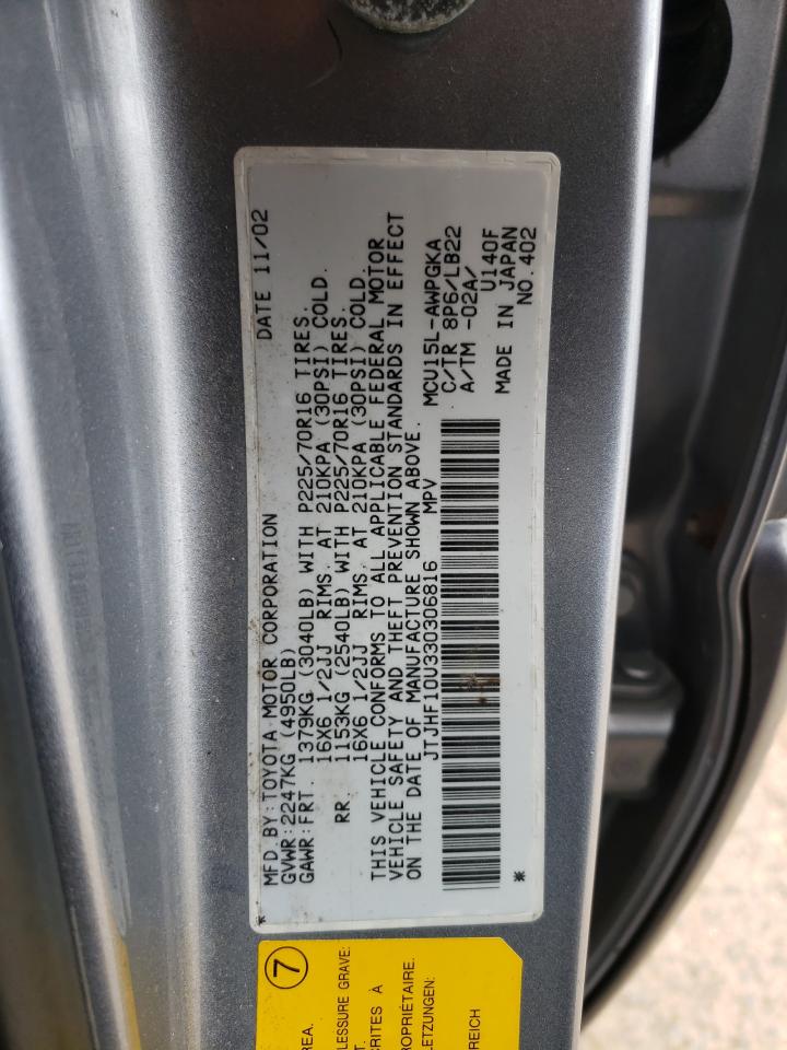 Photo 10 from auction – 2003 LEXUS RX 300 with VIN JTJHF10U330306816