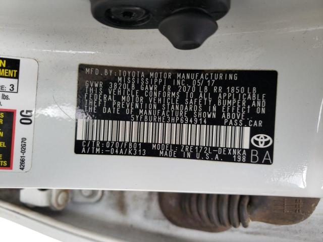 Photo 10 from auction – 2017 TOYOTA COROLLA L with VIN 5YFBURHE3HP694914