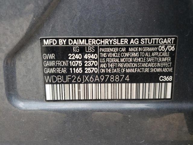 Photo 10 from auction – 2006 MERCEDES-BENZ E 320 CDI with VIN WDBUF26JX6A978874