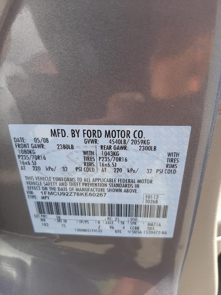 Photo 10 from auction – 2008 FORD ESCAPE XLS with VIN 1FMCU92Z78KE60267