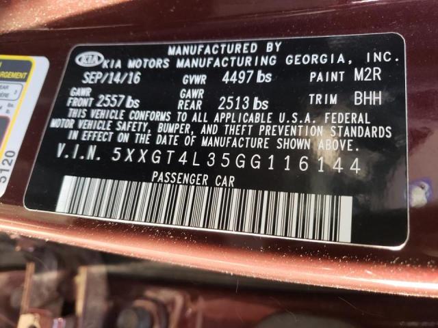 Photo 10 from auction – 2016 KIA OPTIMA LX with VIN 5XXGT4L35GG116144