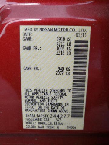 Photo 10 from auction – 2015 NISSAN ALTIMA 2.5 with VIN 1N4AL3AP3FC244277