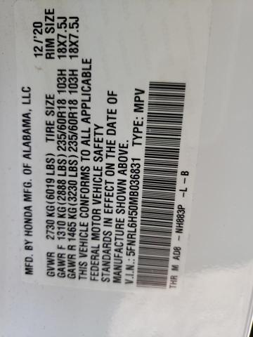 Photo 10 from auction – 2021 HONDA ODYSSEY EX with VIN 5FNRL6H50MB036831
