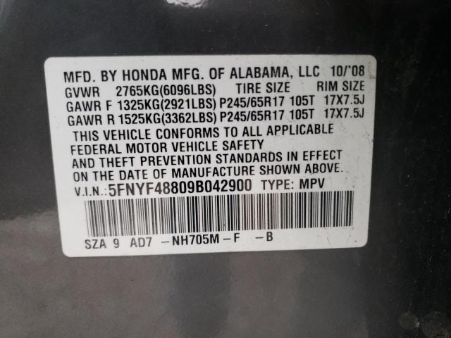 Photo 10 from auction – 2009 HONDA PILOT TOUR with VIN 5FNYF48809B042900