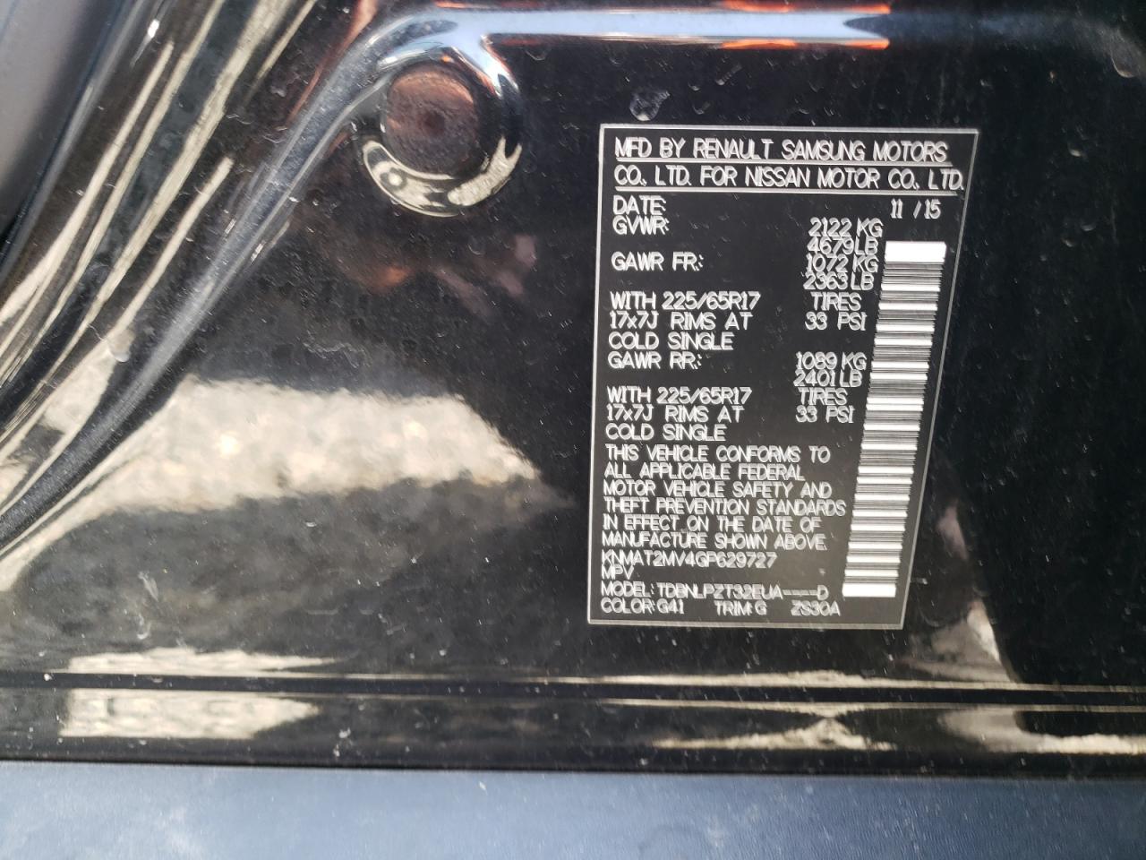 Photo 10 from auction – 2016 NISSAN ROGUE S with VIN KNMAT2MV4GP629727