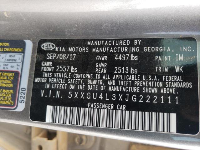 Photo 10 from auction – 2018 KIA OPTIMA EX with VIN 5XXGU4L3XJG222111