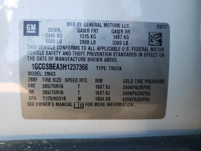 Photo 10 from auction – 2017 CHEVROLET COLORADO with VIN 1GCGSBEA3H1237366