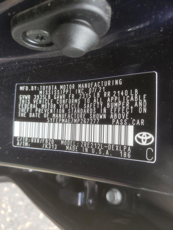 Photo 10 from auction – 2021 TOYOTA COROLLA LE with VIN 5YFEPMAE7MP267277