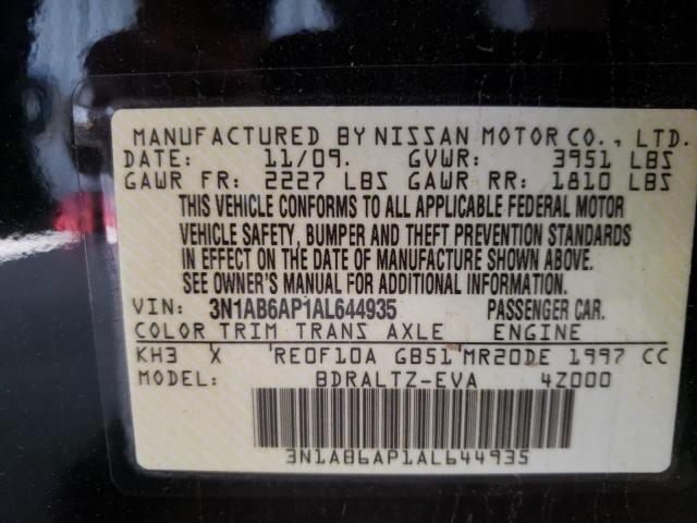 Photo 10 from auction – 2010 NISSAN SENTRA 2.0 with VIN 3N1AB6AP1AL644935