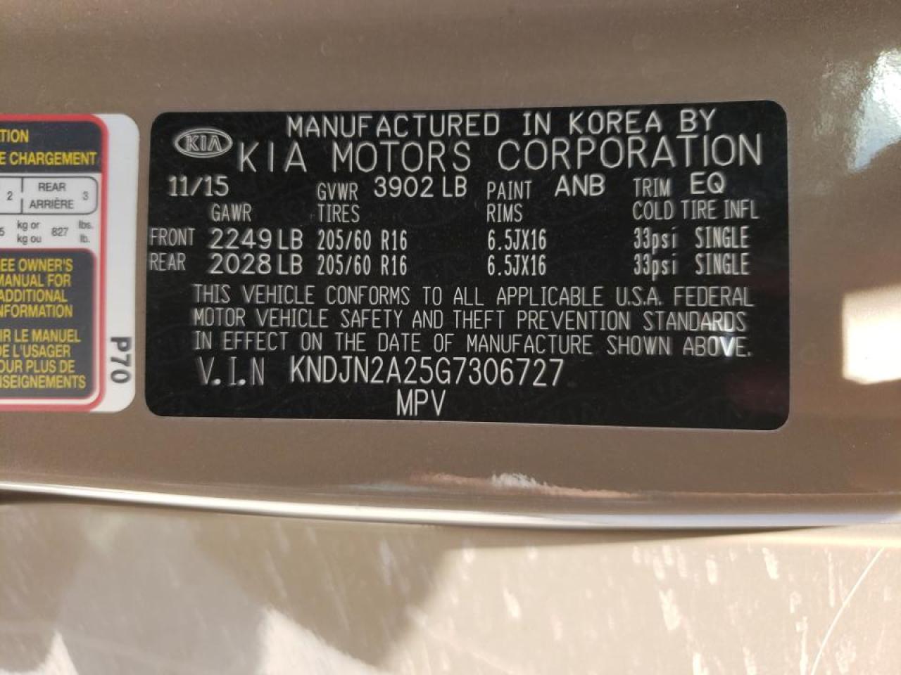 Photo 10 from auction – 2016 KIA SOUL with VIN KNDJN2A25G7306727