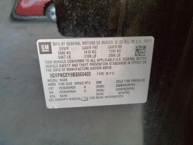 Photo 10 from auction – 2011 CADILLAC SRX PREMIU with VIN 3GYFNCEY8BS660403