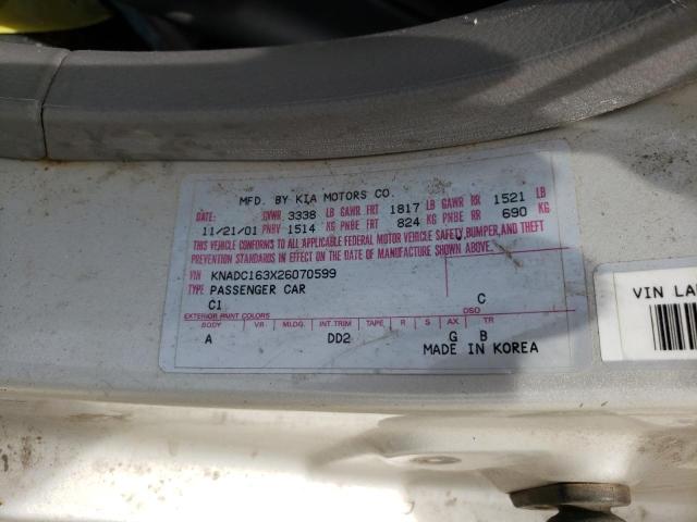Photo 10 from auction – 2002 KIA RIO CINCO with VIN KNADC163X26070599