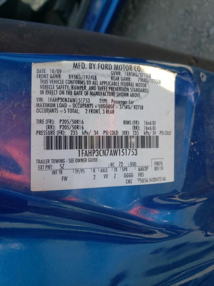 Photo 10 from auction – 2010 FORD FOCUS SE with VIN 1FAHP3CN7AW151753