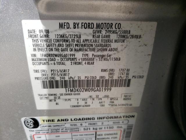 Photo 10 from auction – 2009 FORD TAURUS X S with VIN 1FMDK02W09GA01999