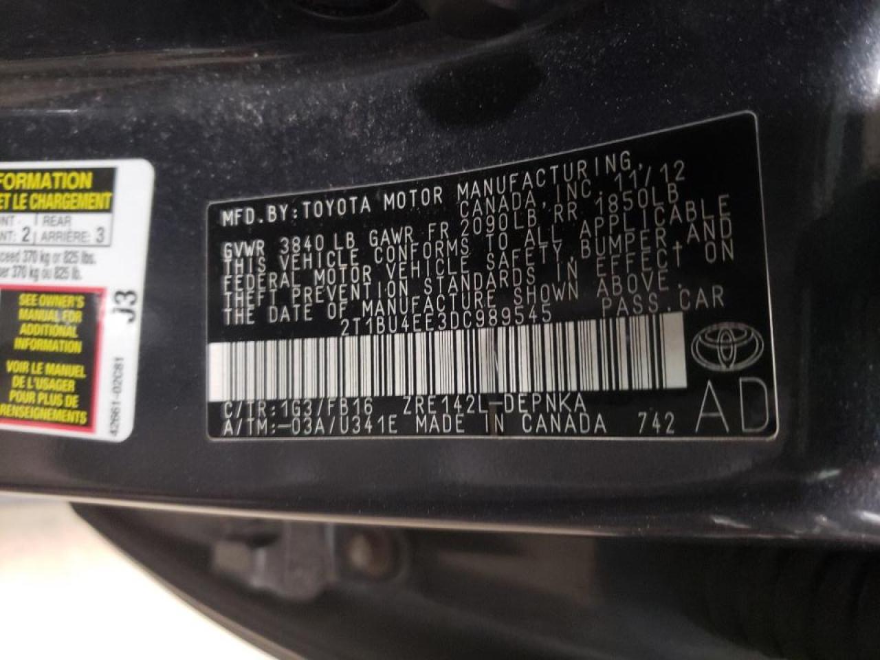 Photo 10 from auction – 2013 TOYOTA COROLLA BA with VIN 2T1BU4EE3DC989545