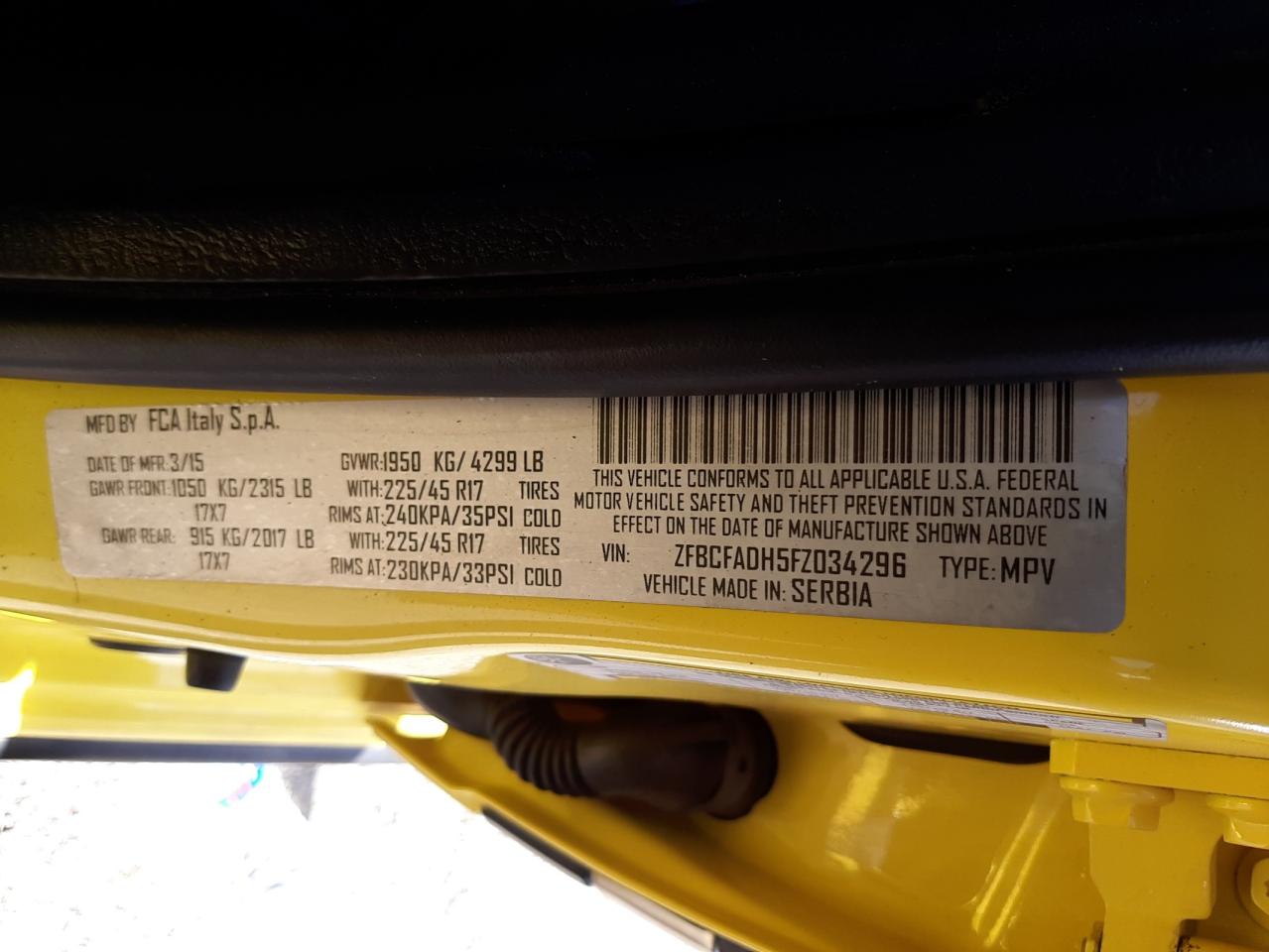 Photo 10 from auction – 2015 FIAT 500L TREKK with VIN ZFBCFADH5FZ034296