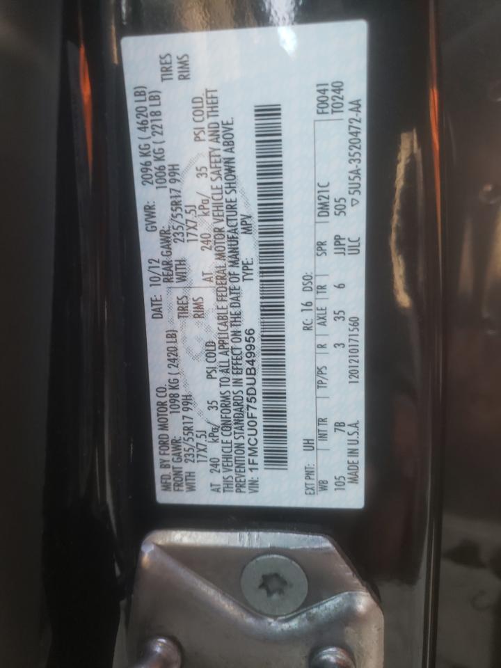 Photo 10 from auction – 2013 FORD ESCAPE S with VIN 1FMCU0F75DUB49956