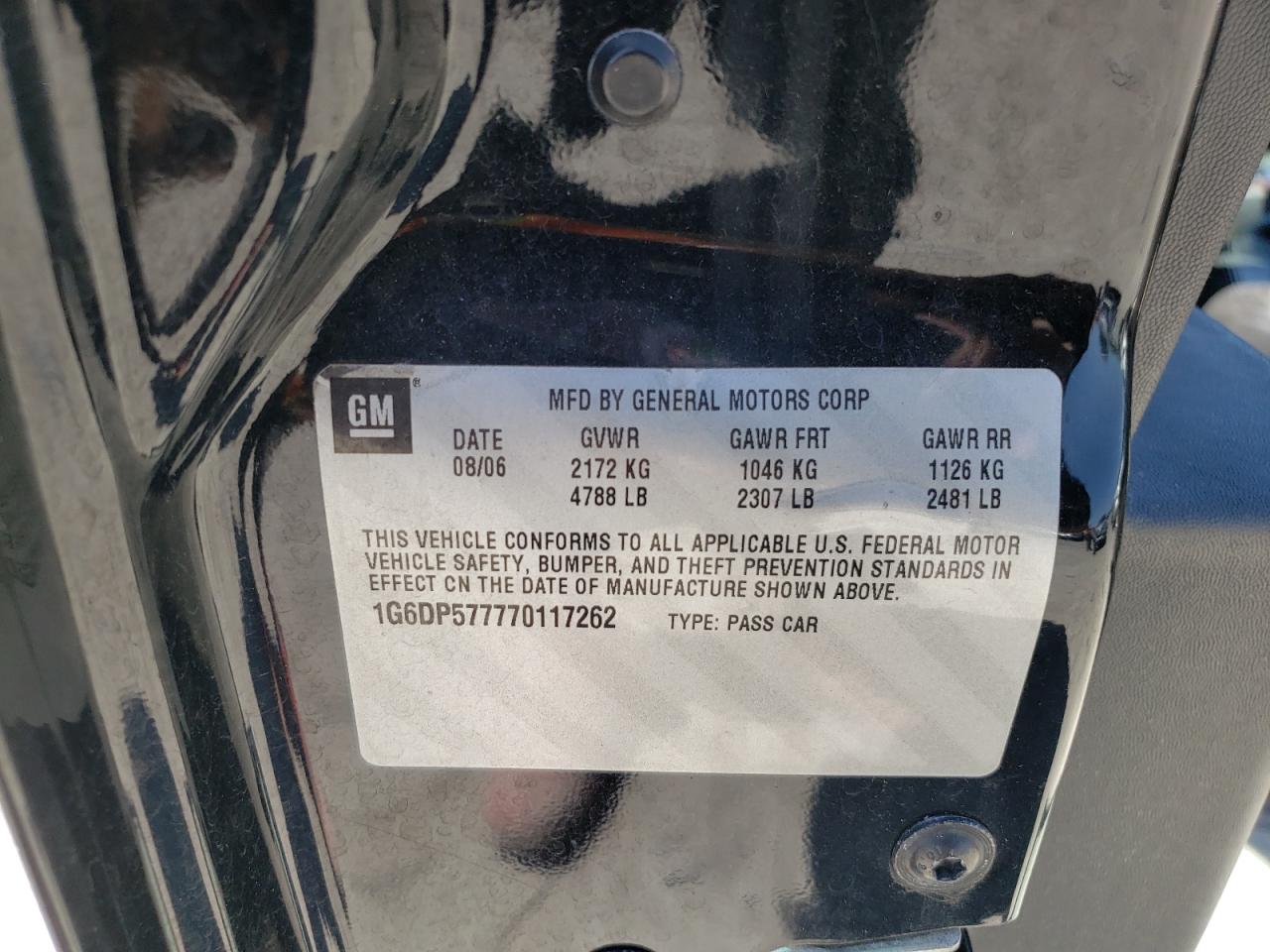 Photo 10 from auction – 2007 CADILLAC CTS HI FEA with VIN 1G6DP577770117262