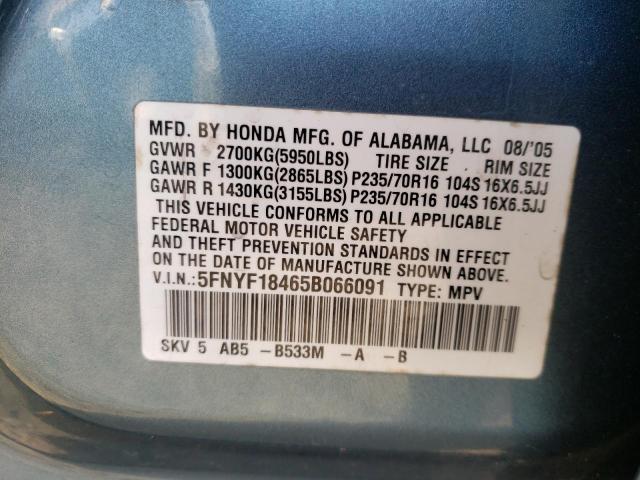 Photo 10 from auction – 2005 HONDA PILOT EX with VIN 5FNYF18465B066091