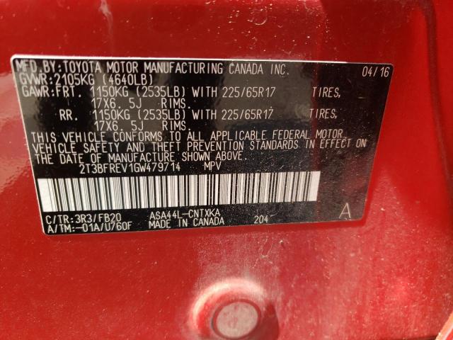 Photo 10 from auction – 2016 TOYOTA RAV4 with VIN 2T3BFREV1GW479714