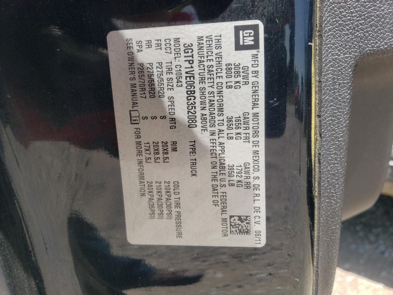 Photo 10 from auction – 2011 GMC SIERRA C15 with VIN 3GTP1VE06BG352080