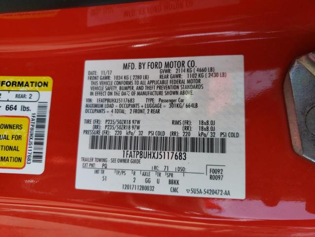 Photo 10 from auction – 2018 FORD MUSTANG with VIN 1FATP8UHXJ5117683