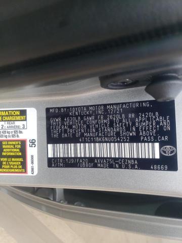Photo 10 from auction – 2022 TOYOTA CAMRY LE with VIN 4T1C11BK6NU054252