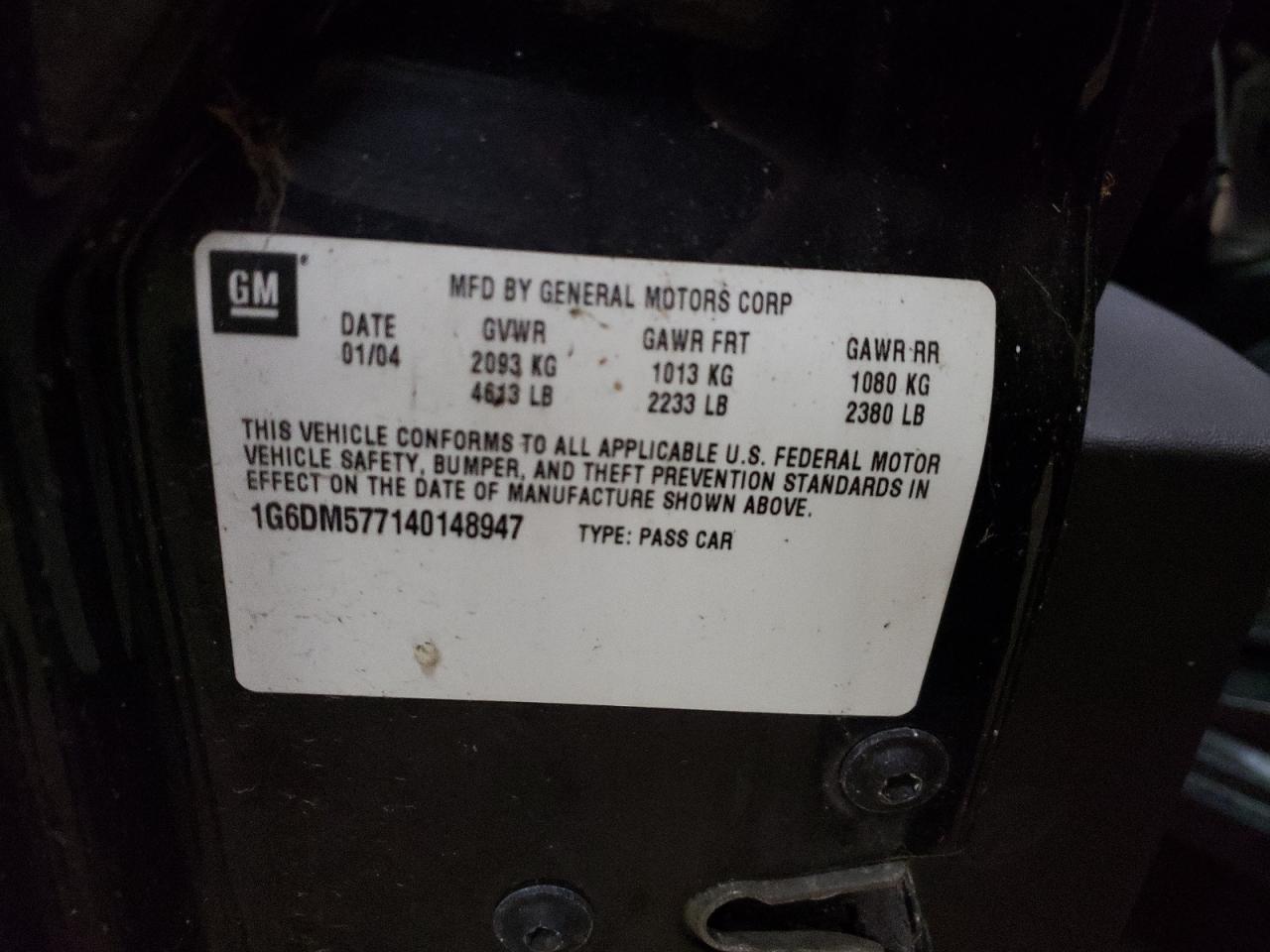 Photo 10 from auction – 2004 CADILLAC CTS with VIN 1G6DM577140148947