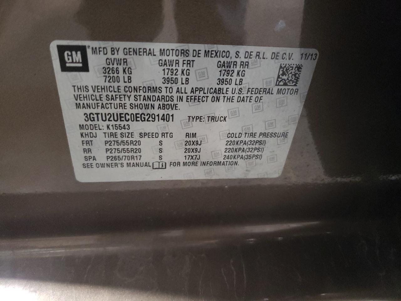 Photo 10 from auction – 2014 GMC SIERRA K15 with VIN 3GTU2UEC0EG291401